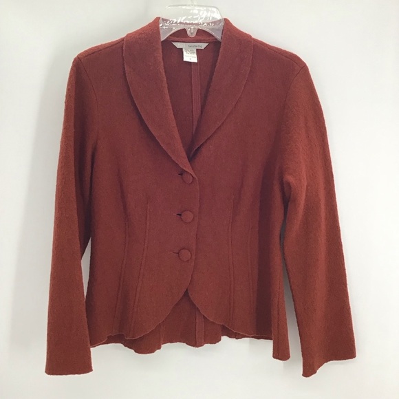 Two Star Dog 100% Wool Jacket Blazer Sweater Button-Up Career Rust Size Small - Picture 1 of 7
